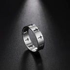 Jeshayuan Personality Hollow Christian Cross Ring For Men And Women Birthday Gift Jewelry Stainless Steel Ring
