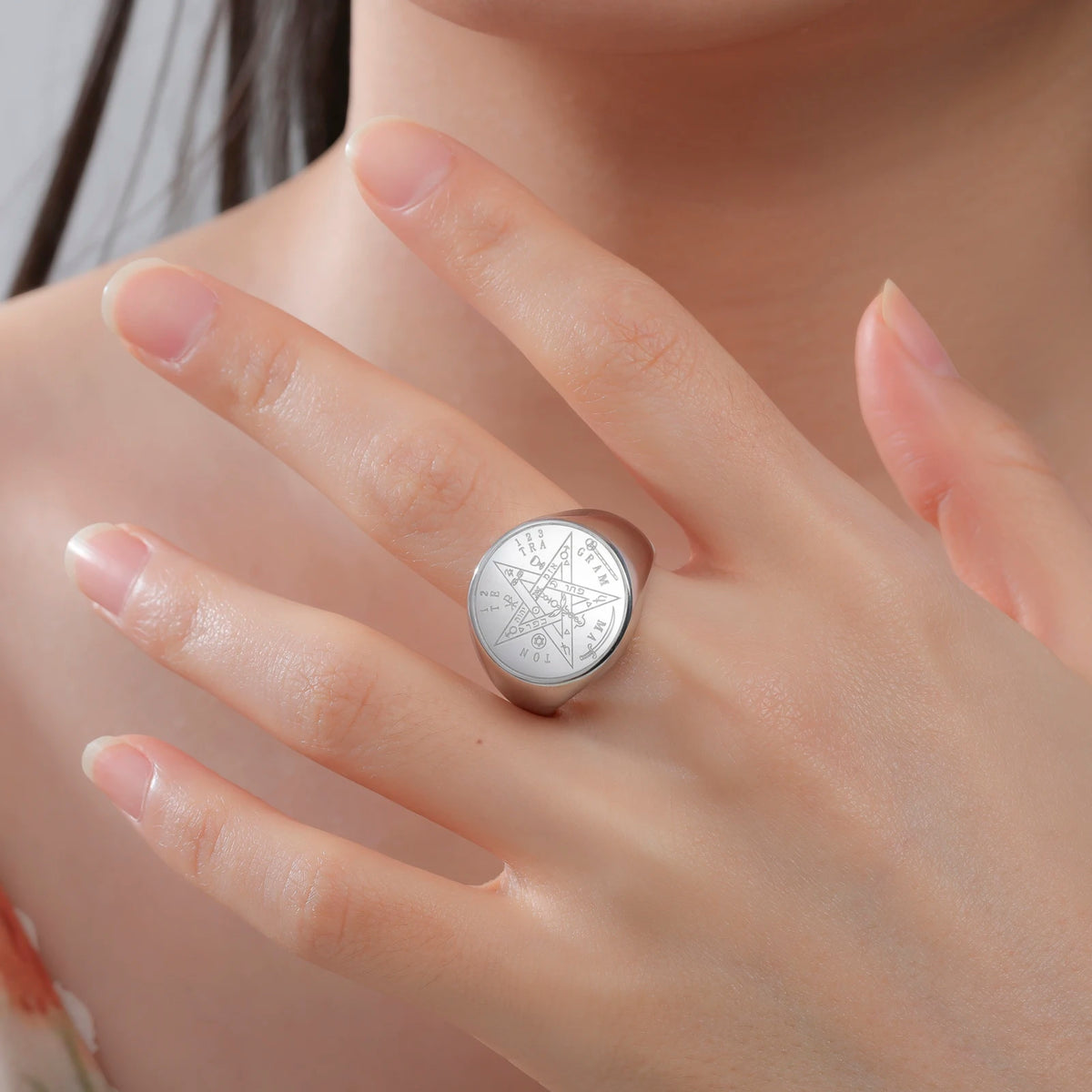 Tetragrammaton Pentacle Signet Ring — Stainless Steel