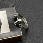 S925 Sterling Silver Vintage Cross Ball Skull Man Opening Fine Ring Men's Medieval Non-Fading Niche Premium