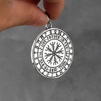 Viking Thor's Hammer Round Pendant Necklace — Stainless Steel
