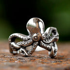 2024 New 316L Stainless Steel Vintage COOL Octopus Ring With Patterns Gothic For Men Women Punk Motorcycle Jewelry