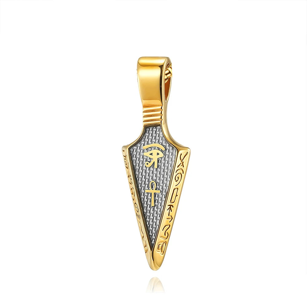 Men's Stainless Steel Ankh Cross Spearhead Pendant Necklaces Fashion Vintage Eye of Horus Necklace Punk Amulet Jewelry