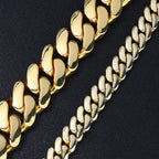 Gold Cuban Chain Necklace 12MM Brass 14K Monaco