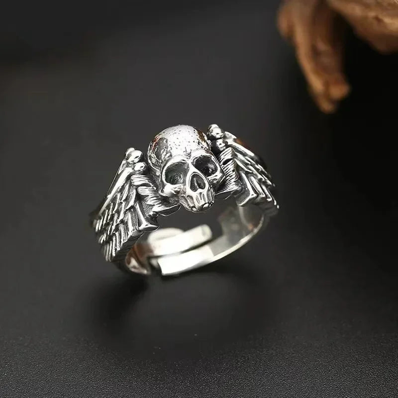 Devil Angel Wings Skull Ring — Gothic