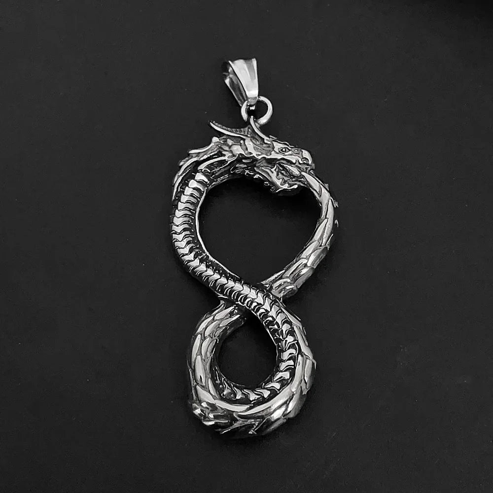 Viking Ouroboros Dragon Necklace — Stainless Steel