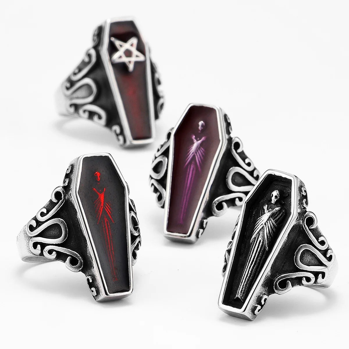 Gothic Vampire Coffin Ring — Stainless Steel
