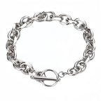 Simple Stainless Steel Men Bracelet INS Silver Color OT Buckle O-Circle Chain Bracelet Fashion Women Jewelry Fashion