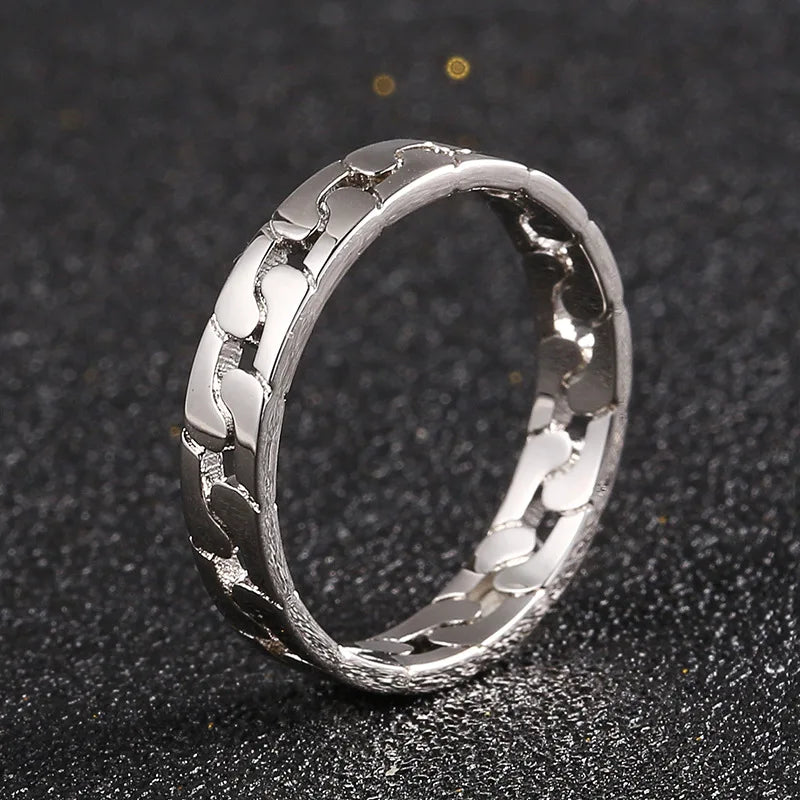 Unisex Smooth Cuban Link Ring, Matching Couple Hip Hop Jewelry, Perfect Gift for Rapper & Lover