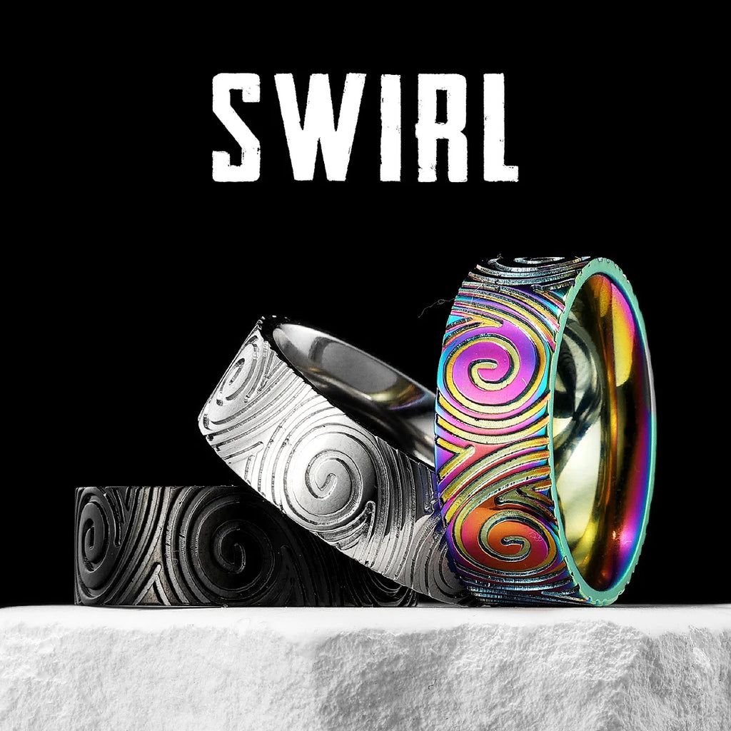 Fingerprint Swirl Ring — Stainless Steel