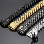 Steampunk Skeleton Man Bracelet Men's Stainless Steel Skull Head Chain Wristband Viking Charm Bangles Halloween Jewelry