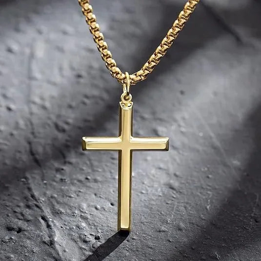 Collier Homme Spiritual Necklace - Male Minimalism Stainless Steel Jesus Cross Collar for Men Collar Hombre Jewelry Crosses