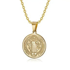Vintage Christian Jesus Cross Stainless Steel Pendant Little Angel Prayer Necklace Men Women Faith Amulet Jewelry