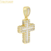 Iced Out Cross Silver Pendant — CZ Tennis Chain