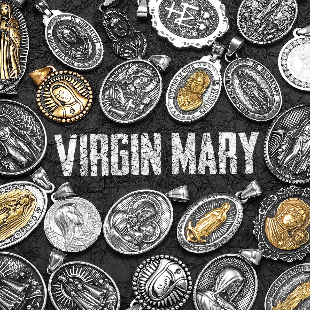 Virgin Mary Cross Pendant — Stainless Steel