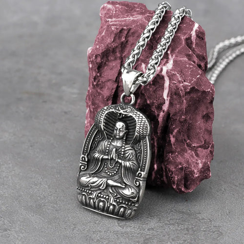 Stainless Steel Bodhisatva Buddha Necklace Men Women Fashion Retro Amulet Pendant Necklace High Quality Charm Jewelry
