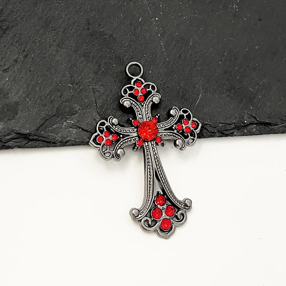 Iced Out Catholic Cross Silver Pendant Necklace