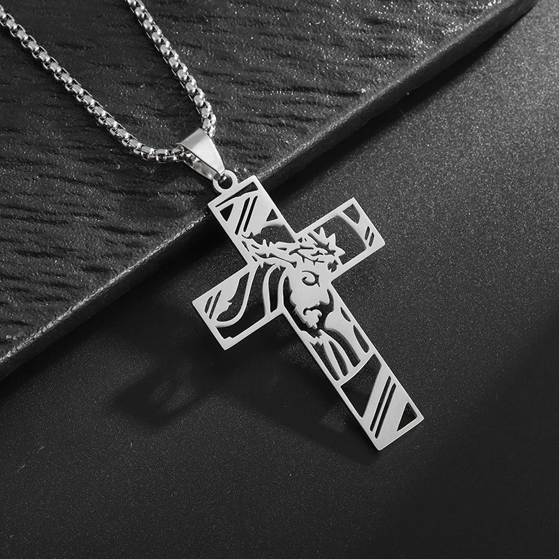 Vintage Catholic Cross Pendant Necklace — Amulet