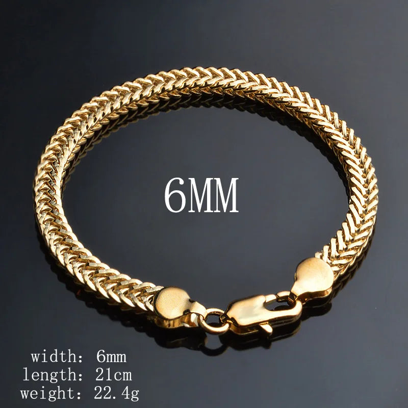 Luxury 24K 9999 Pure Gold real gold Women's 6MM 20inch Foxtail Chain Clavicle Bone Chain Snake Bone Chain