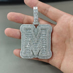 UWIN Customized Initials Baguettecz Pendant Necklaces Iced Out 2 Tone Letters Charms for Men Fashion Jewelry