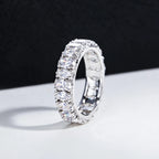 Iced Out Wedding Band Ring — 925 Silver