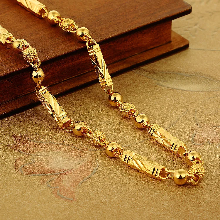AU999 Hexagonal Column Necklace Men's 24K Gold - Shiny surface, non-deformable, value-preserving, top jewelry for men