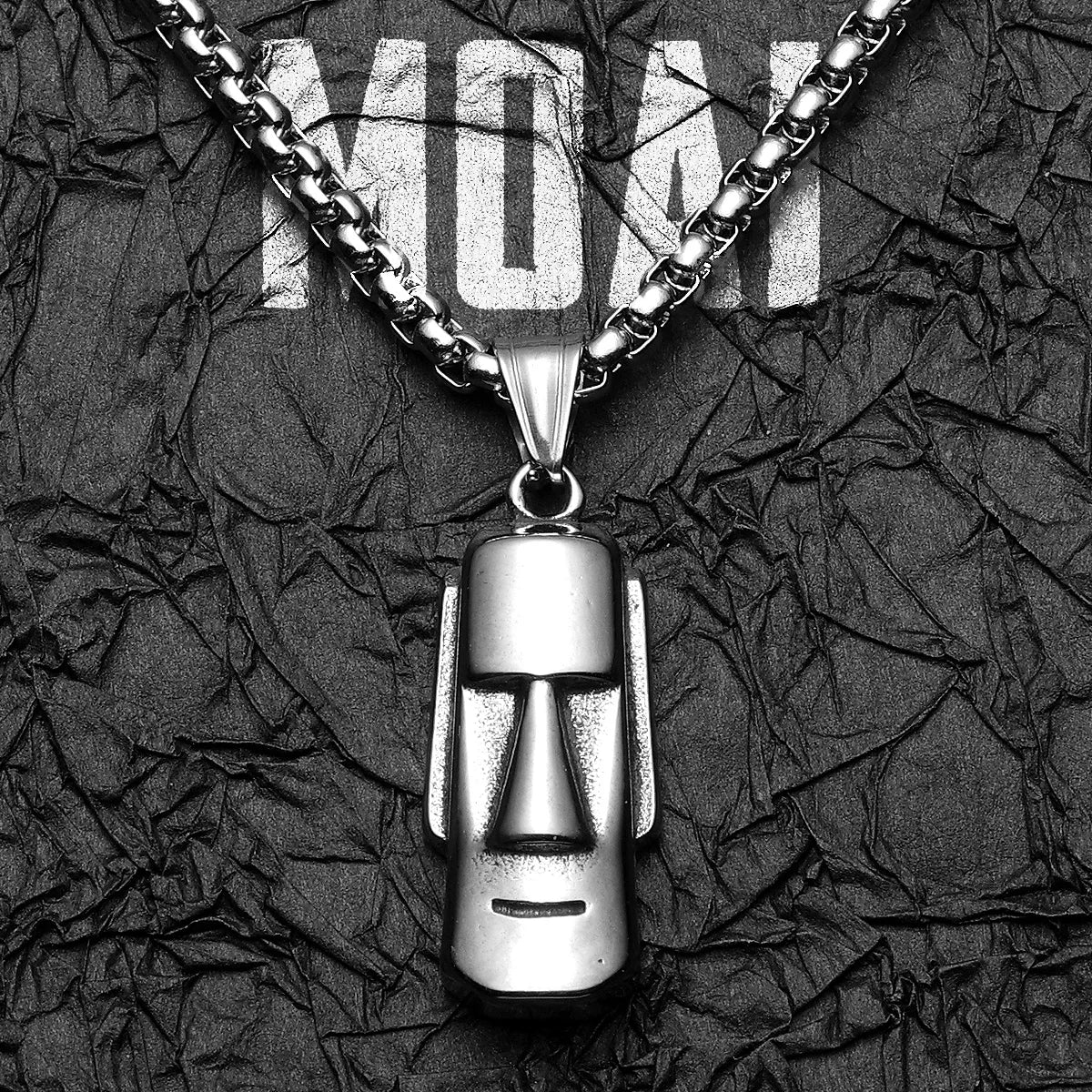 Moai Statue Pendant Necklace — Stainless Steel