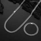 8mm Cuban Chain Necklace Bracelet Set — Stainless Steel