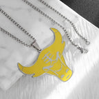 Gothic Green Stone Bull Skull Necklace Pendant Punk Animal Necklace Mens Taurus Zodiac Amulet Jewelry Anniversary Gift