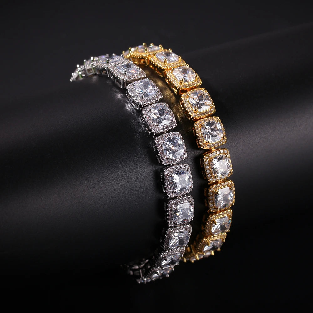 Uwin 10mm Square CZ Tennis Chain Luxury Bling Full Iced Out Necklace Men Miceo Pave Setting Jewelry Women Accessories New In