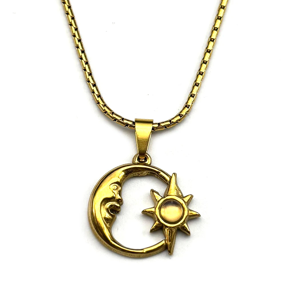 Moon Two-Tone Pendant Sun Goddess Opal Stone Spiritual