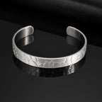 Minimalist Style Open Bangle Bracelet, 10mm Wide Brushed Finish Adjustable Stainless Steel Cuff Jewelry Gift for Men