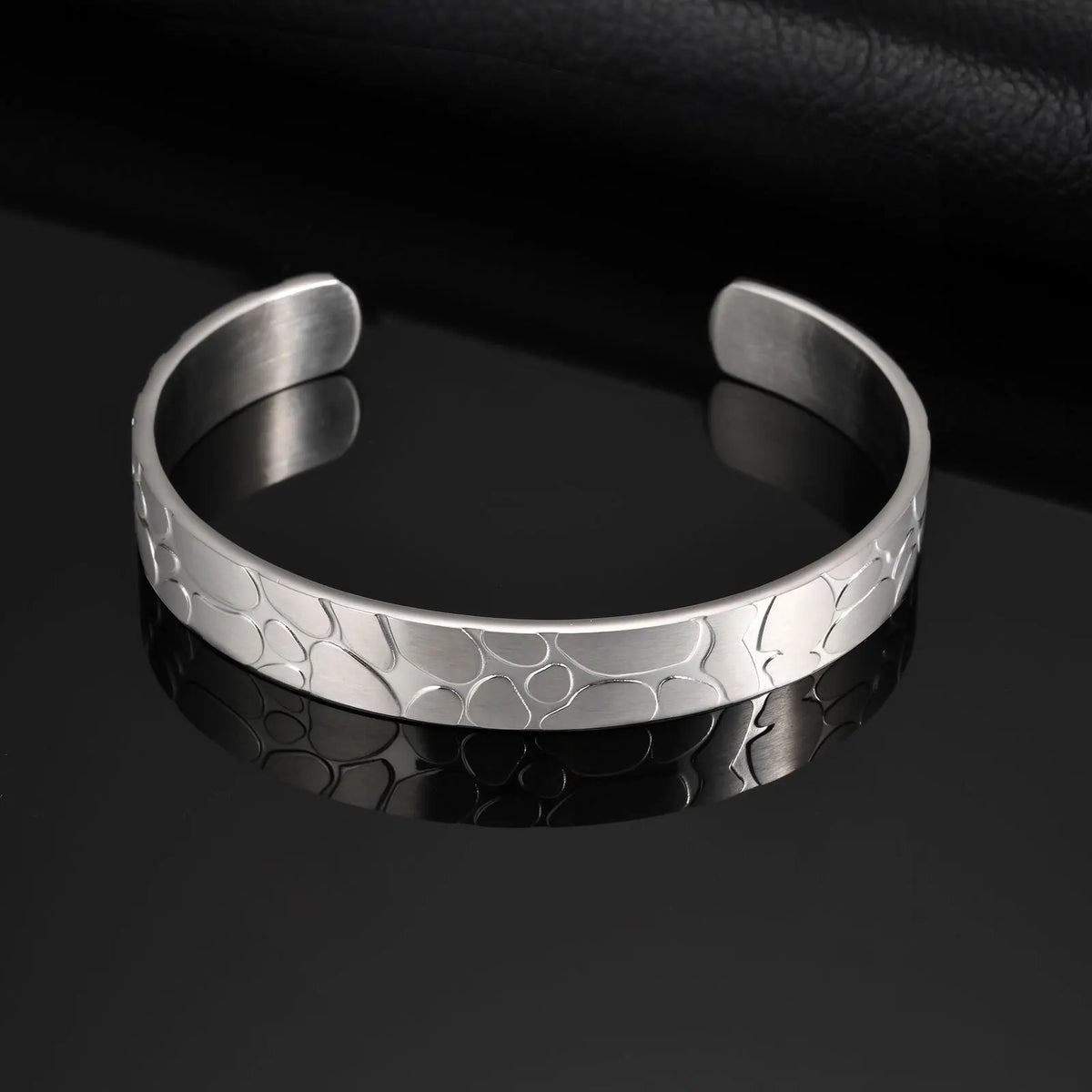 Minimalist Style Open Bangle Bracelet, 10mm Wide Brushed Finish Adjustable Stainless Steel Cuff Jewelry Gift for Men