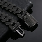 NUOYA Hip Hop Jewelry 36mm Brass CZ Ice Chain Thick Cuban Necklace Men's Pure Black Bracelet Premium Gift