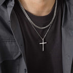Layered Cross Pendant Set — Stainless Steel