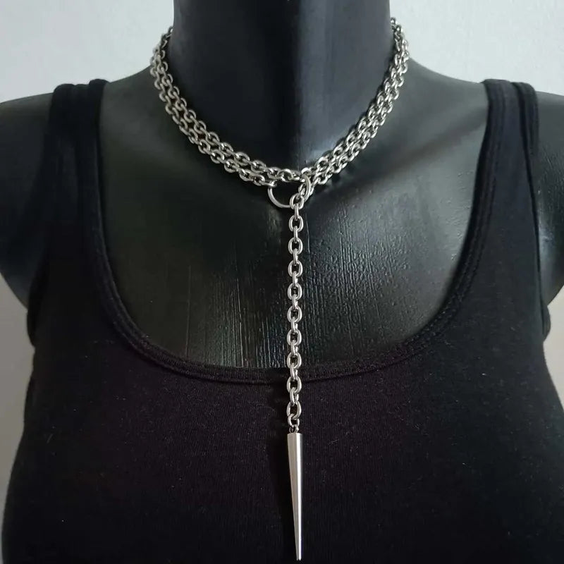 Gothic Personality Punk Necklace Long Gothic Bat Pendant Necklace Exaggeration Sweater Chain Jewelry Halloween Party Accessories