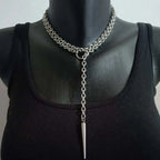 Gothic Personality Punk Necklace Long Gothic Bat Pendant Necklace Exaggeration Sweater Chain Jewelry Halloween Party Accessories