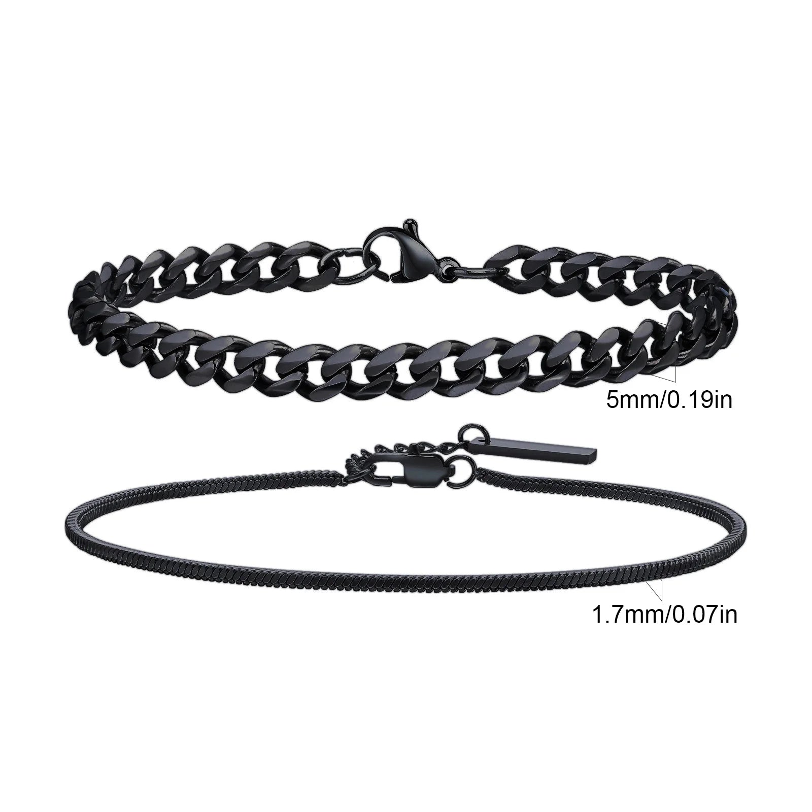 Rope Cuban Chain Bracelet 2pcs — Two-Tone