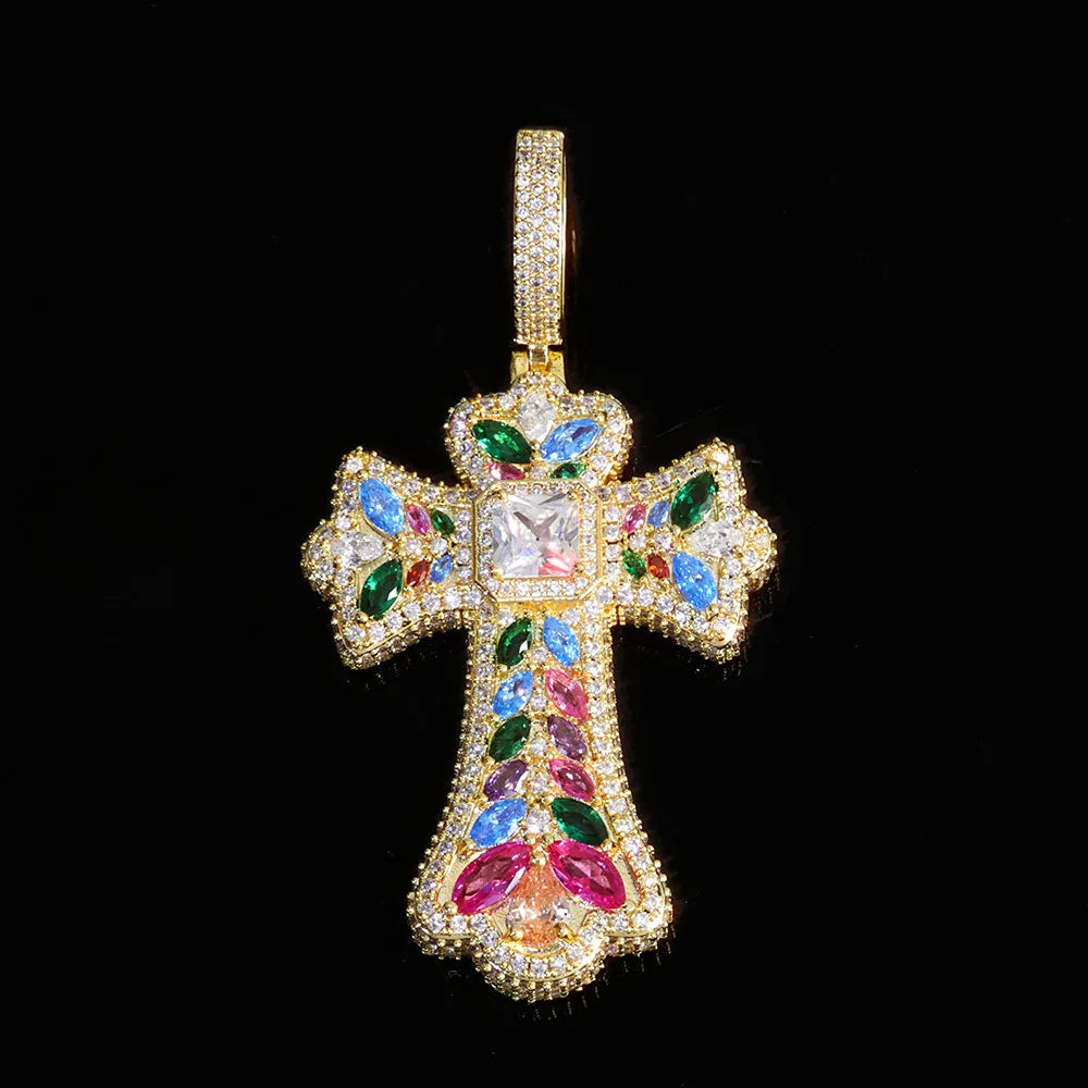 Iced Cross Pendant Necklace