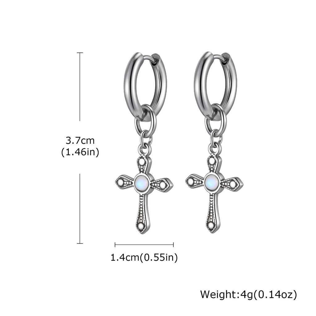 Cross Hoop Earrings — Stainless Steel