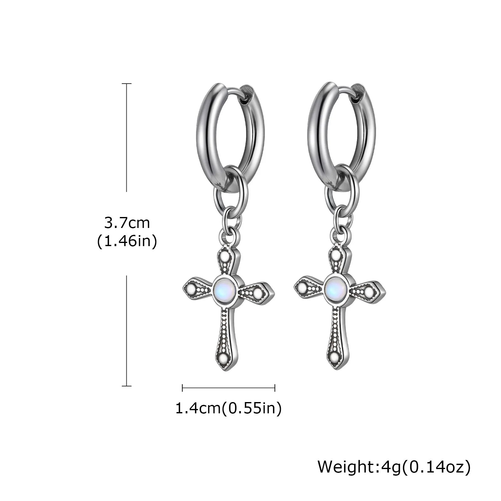 Cross Hoop Earrings — Stainless Steel