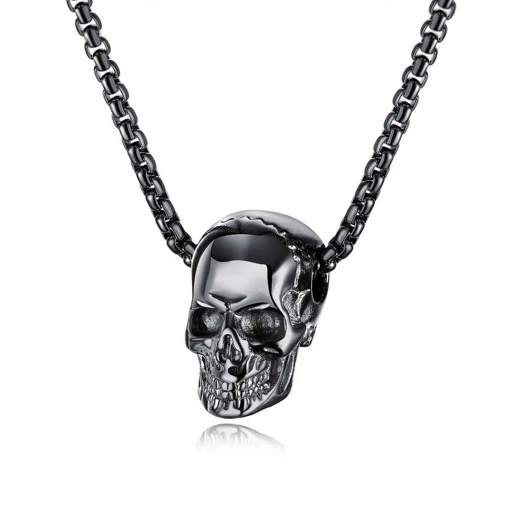 Fashion Retro Punk Skull Men's Pendant Necklace Vintage Hip Hop Titanium Steel Stainless Steel Necklace Gifts Wholesale