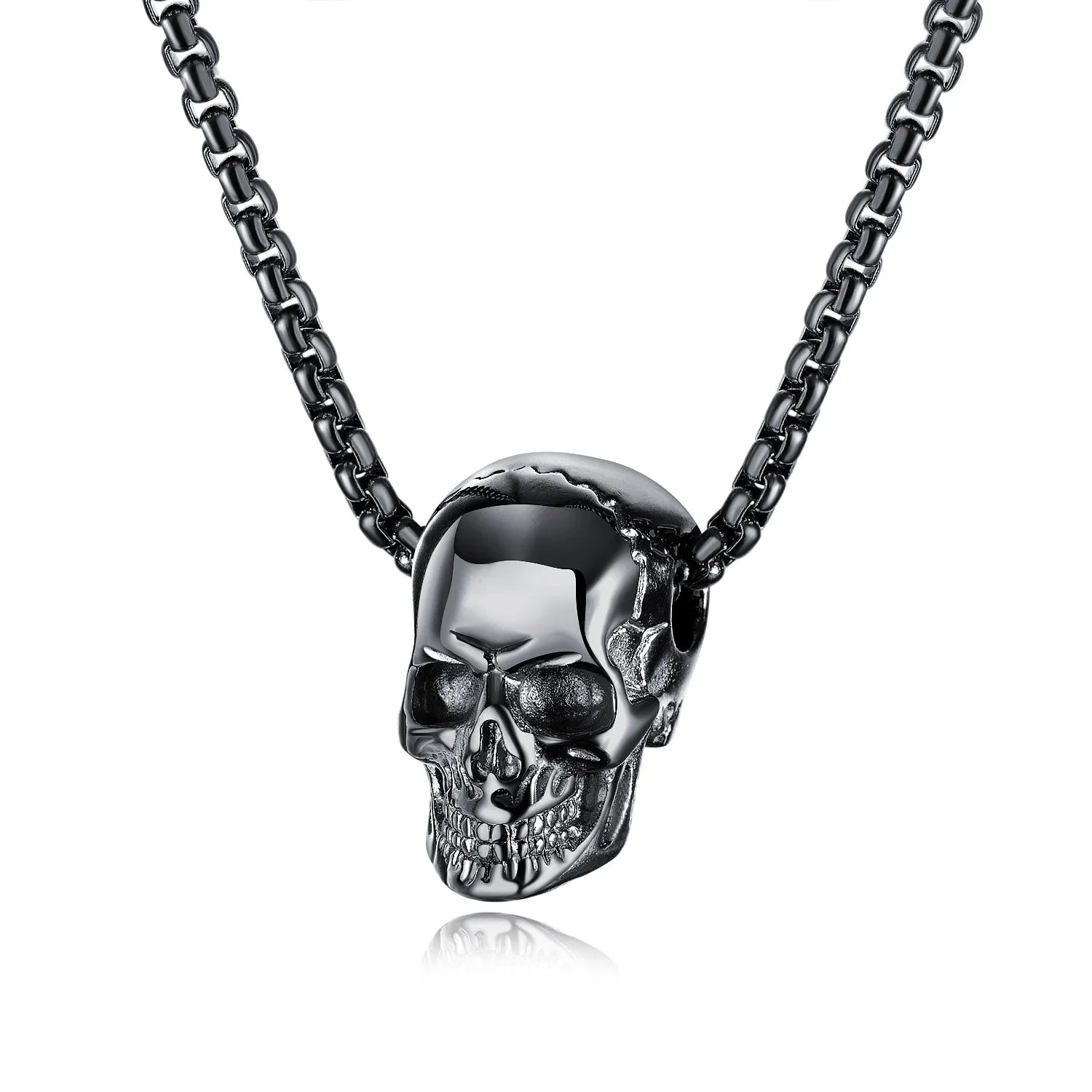 Fashion Retro Punk Skull Men's Pendant Necklace Vintage Hip Hop Titanium Steel Stainless Steel Necklace Gifts Wholesale