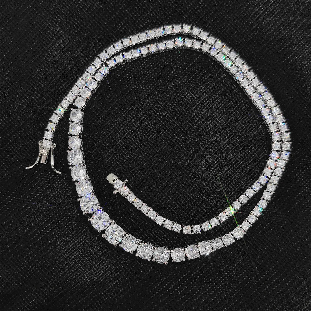 Tennis Chain Necklace Stainless Steel Gradient CZ