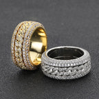 Iced Out Cuban Spinner Ring Stainless Steel