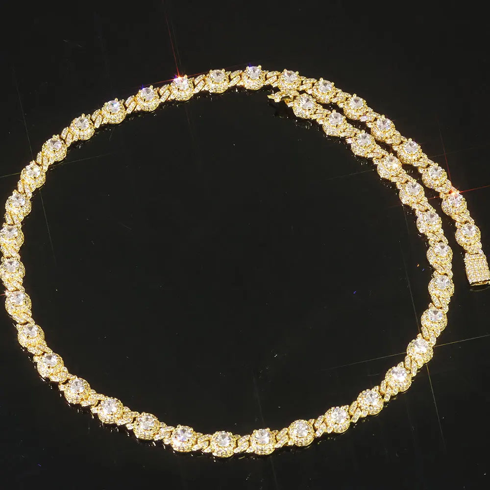 Iced Out Cuban Chain Necklace Stainless Steel Bead