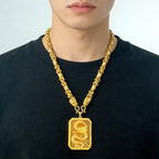 24K Gold Dragon Pattern Pendant Necklace