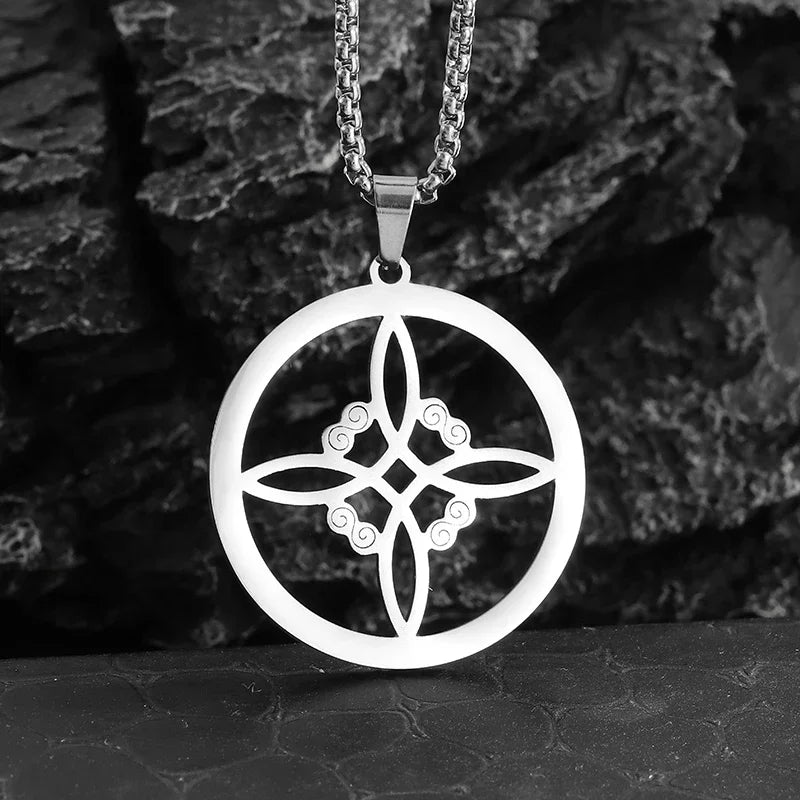 Stainless Steel Gothic Mysterious Ghost Death Band Symbol Pendant Necklace Personalized Punk Jewelry for Men and Women
