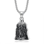 Pirate Skull Moto Bell Pendant Necklace — Gothic Motorcycle Rider