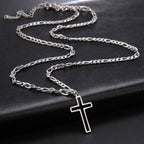 Hollow Cross Pendant Necklace for Men Women Stainless Steel Figaro Chain Necklace Punk Choker Jewelry for Party Gift