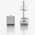 Iced Out Square Stud Earrings 5mm — Gold